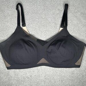 Honeylove Bra Womens Large Crossover Mesh Lift Wireless Unlined Full Coverage